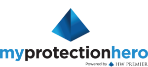 My Protection Hero logo, powered by HW Premier